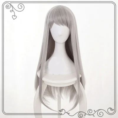 Anime Blend-Perruque Cosplay Synthétique Longue et Droite, Cheveux Gris Argent, Bonnet, Costume d'Halloween, Oke Zaki Hideri, Degré de Chaleur