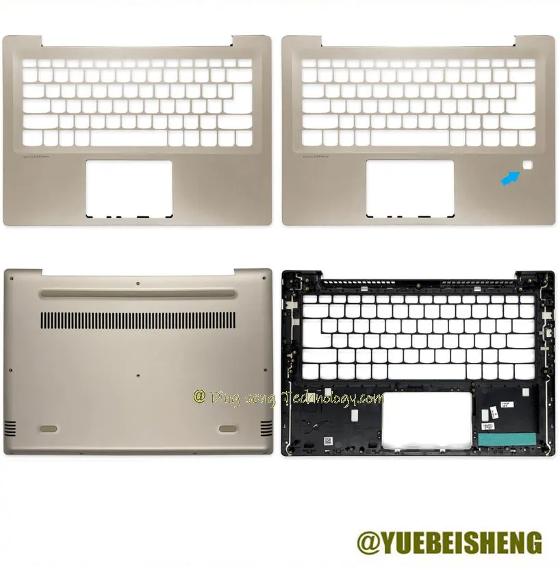 YUEBEISHENG       New/org For Lenovo 7000-14 Ideapad 520S-14 palmrest Keyboard bezel Top Cover /Bottom Case bottom Cover Golden