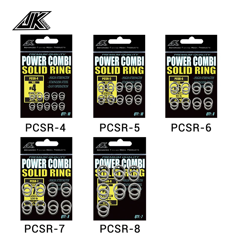 JK 55-200LB Power Combi Stainless Steel Fishing Split Rings Lure Solid Ring Loop For Blank Crank Bait Tool Kit Metal Key Holder