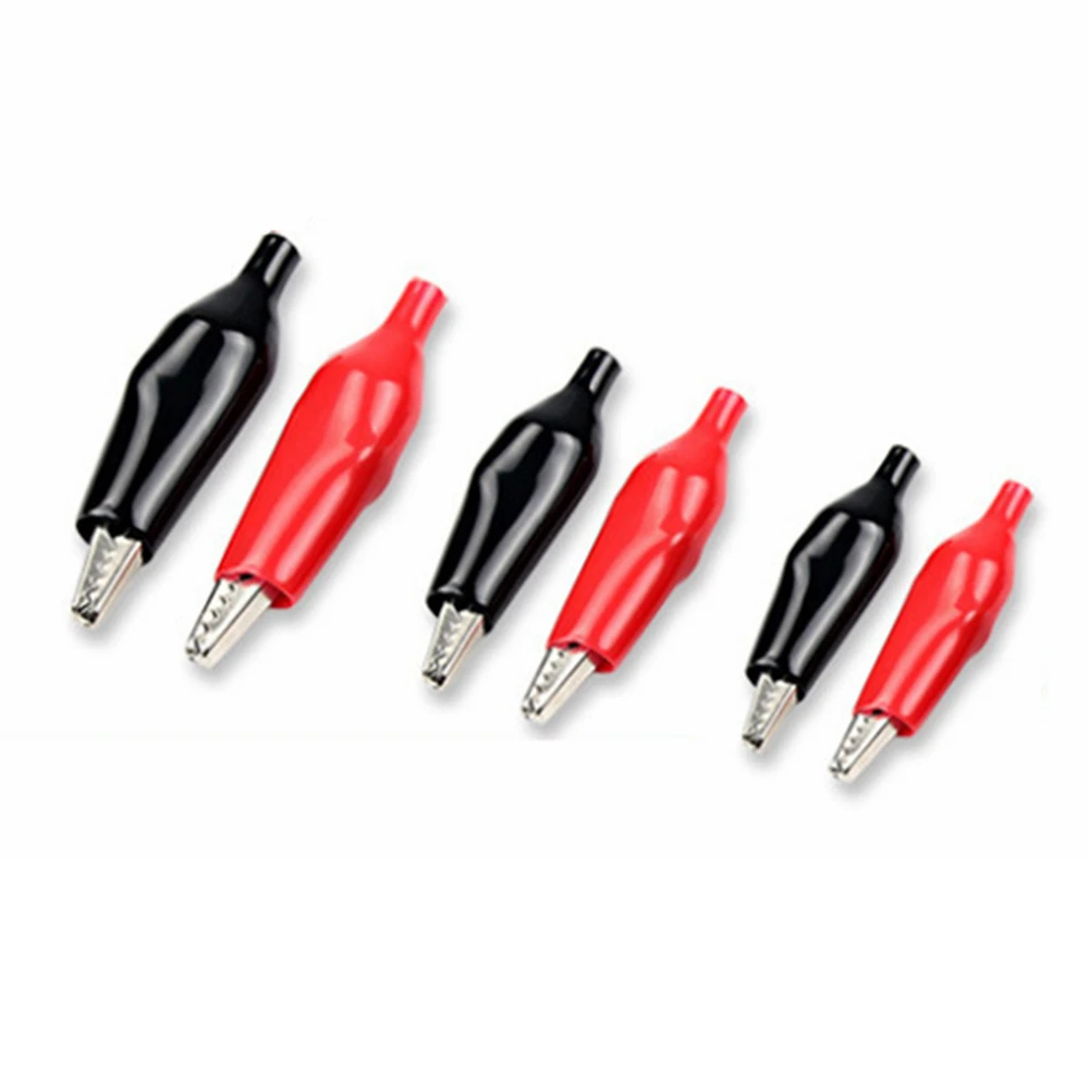 10pcs/lot 28mm/35mm/45mm Metal Alligator Clip G98 Crocodile Electrical Clamp Testing Probe Meter Black Red with Plastic Boot Car