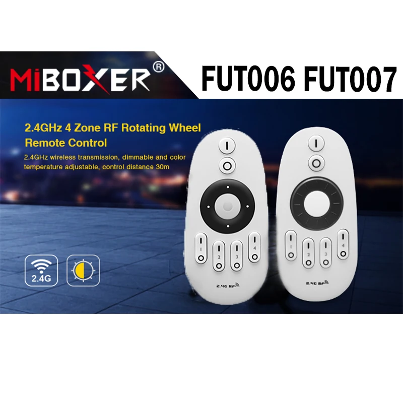 Miboxer FUT006 FUT007 2.4 2.4ghz 4ゾーン回転ホイール/ボタンリモートタッチrfワイヤレスcctリモコンledストリップコントローラ