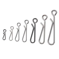 100pcs Stainless Steel Hook Fast Clip Lock Snap Swivel Solid Rings Safety Snaps Fishing Hook Connector Hook Tool