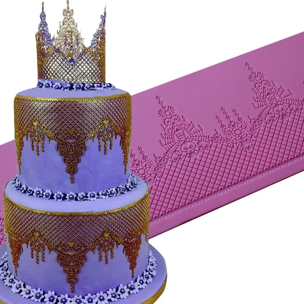 Silicone Cake Lace Edge Mold Crown Lace Pad DIY Fondant Baking Decoration Mould Flower Cutter Cake Sugar Craft Plunger Tools