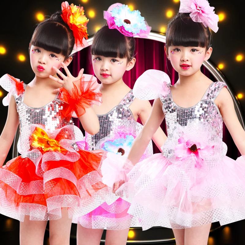 Ballet Costume Chorus Wear Sarong Dress Girl Princess Puff Ballet skirt Boy Costume Yellow Performance Costume