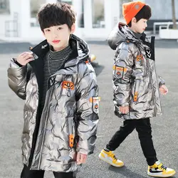 Winter Jacket For Boys Children'S Coat Fashion Hooded Warm Letters Print Teenager Clothes Outerwear Parkas Thicken High Quality