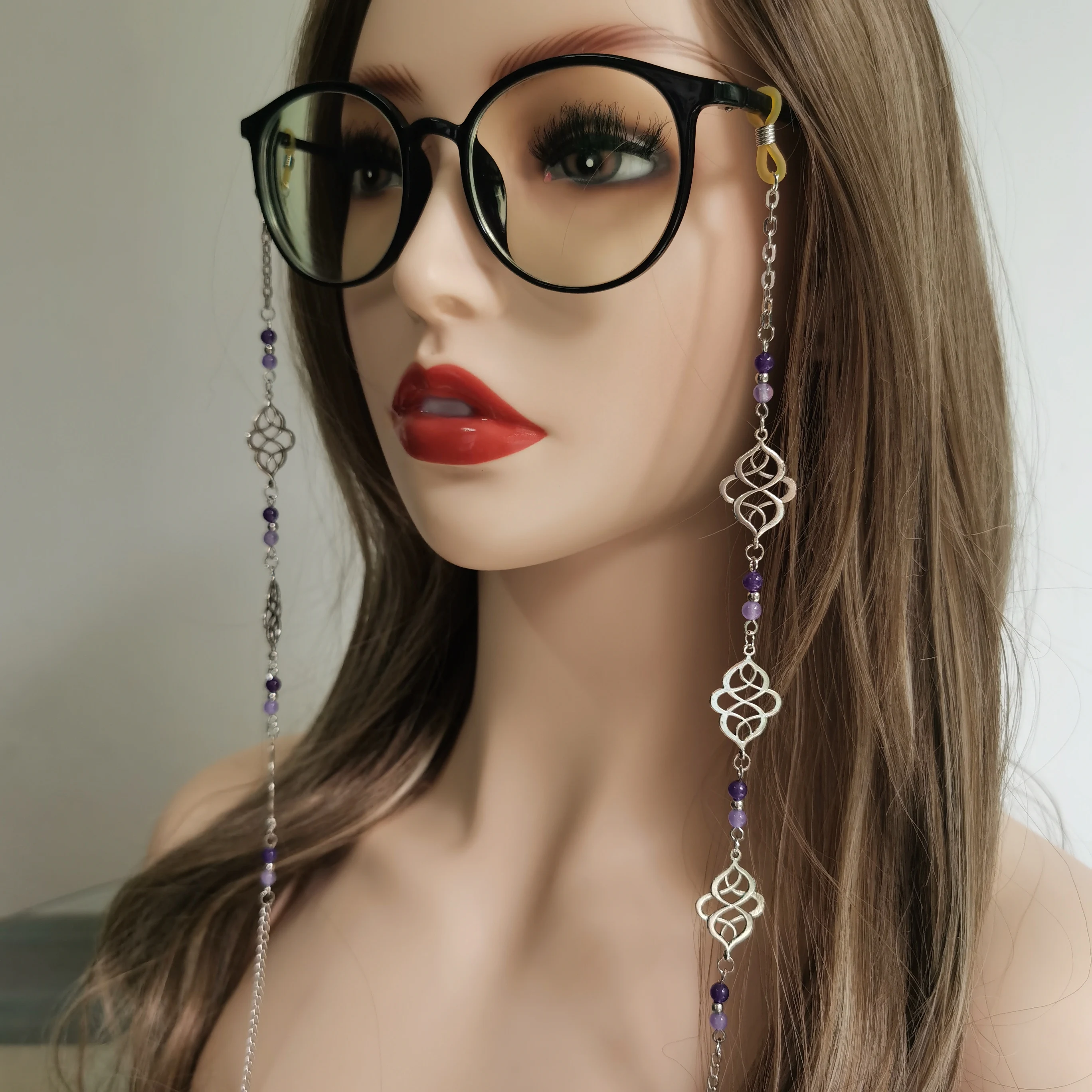 Gothic Glasses Chain Skulls Glasses Chain Black Beaded Glasses Chain Spectacles Chain Glasses Holder
