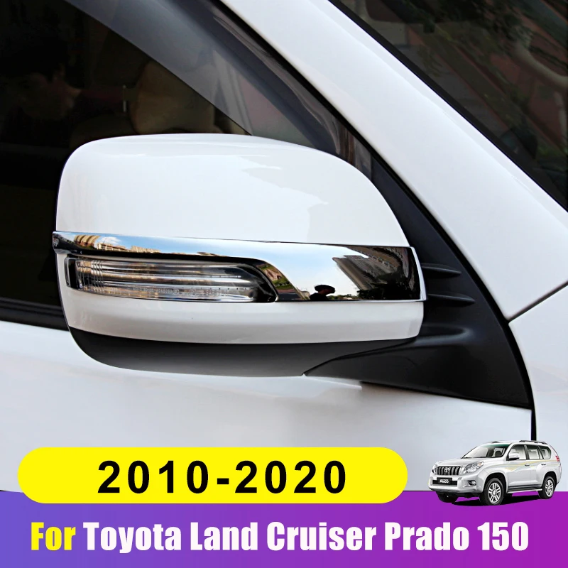 Chrome Car Rearview Mirrors Cover Trim Strip Sticker For Toyota Land Cruiser Prado 150 2010-2016 2017 2018 2019 2020 Accessories