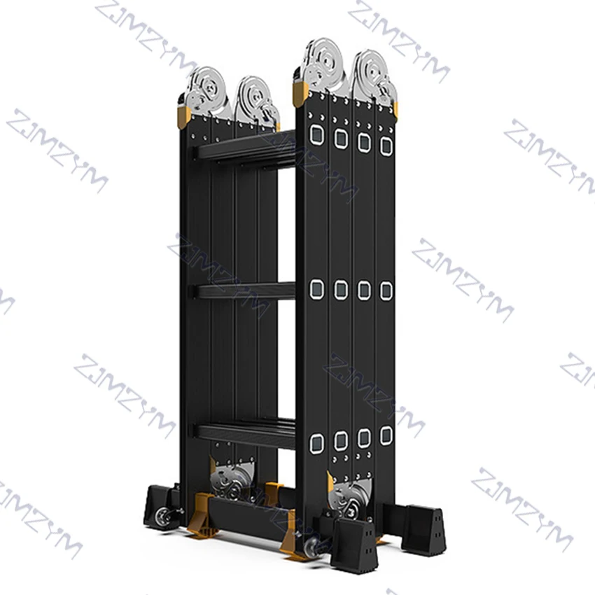 Multi-zweck Klapp Leiter Aluminium Legierung Teleskop Leiter Engineerin Fischgräten Leiter Verdicken 4mm Gerade Leiter 3,7 m