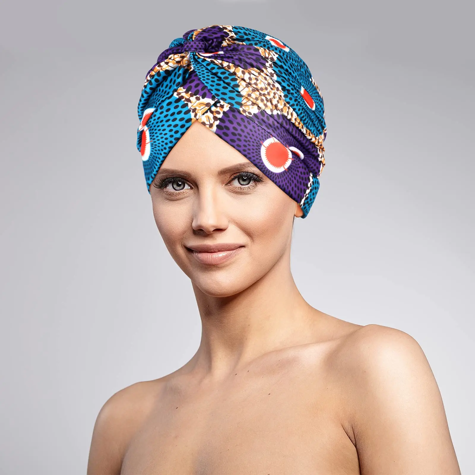 2022 New Print African Headtie Turban Cap Soft Stretch Twisted Pleated Beanie Head Wrap for Women Chemo Bonnet