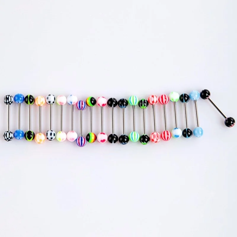 

20 pcs Tattoo Supplies Colorful Stainless Steel Ball Barbell Tongue Rings Bars Piercing Cosmetic NIN668