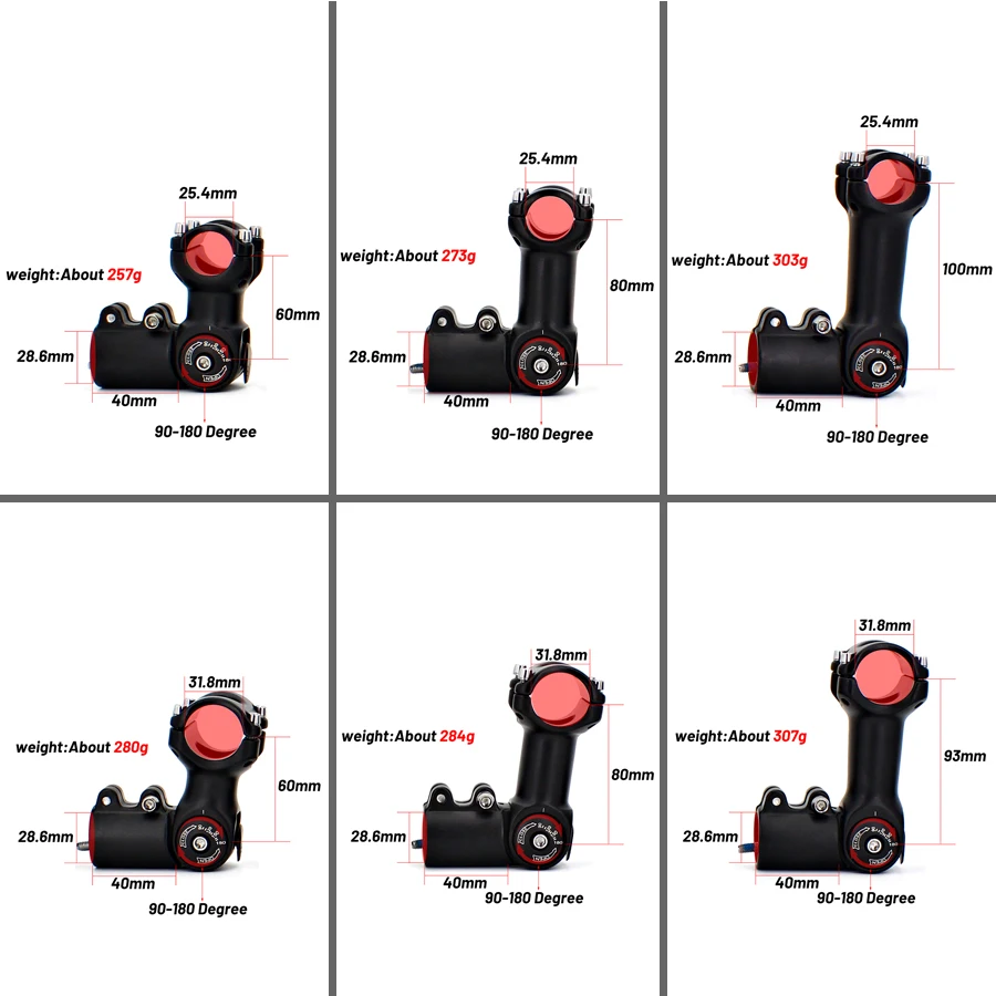 Adjustable 90-180 Aluminium Bike Stem Riser 25.4/31.8mm Handlebar 90mm 110mm Stem MTB Road City Bike Bicycle Part Rise Long Stem