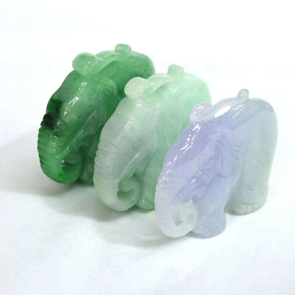 

RS Natural Violet Green Jade Jadeite Jasper Nephrite Hand Craved Elephant Pendents For DIY Jewelry Making Bracelet Accessories