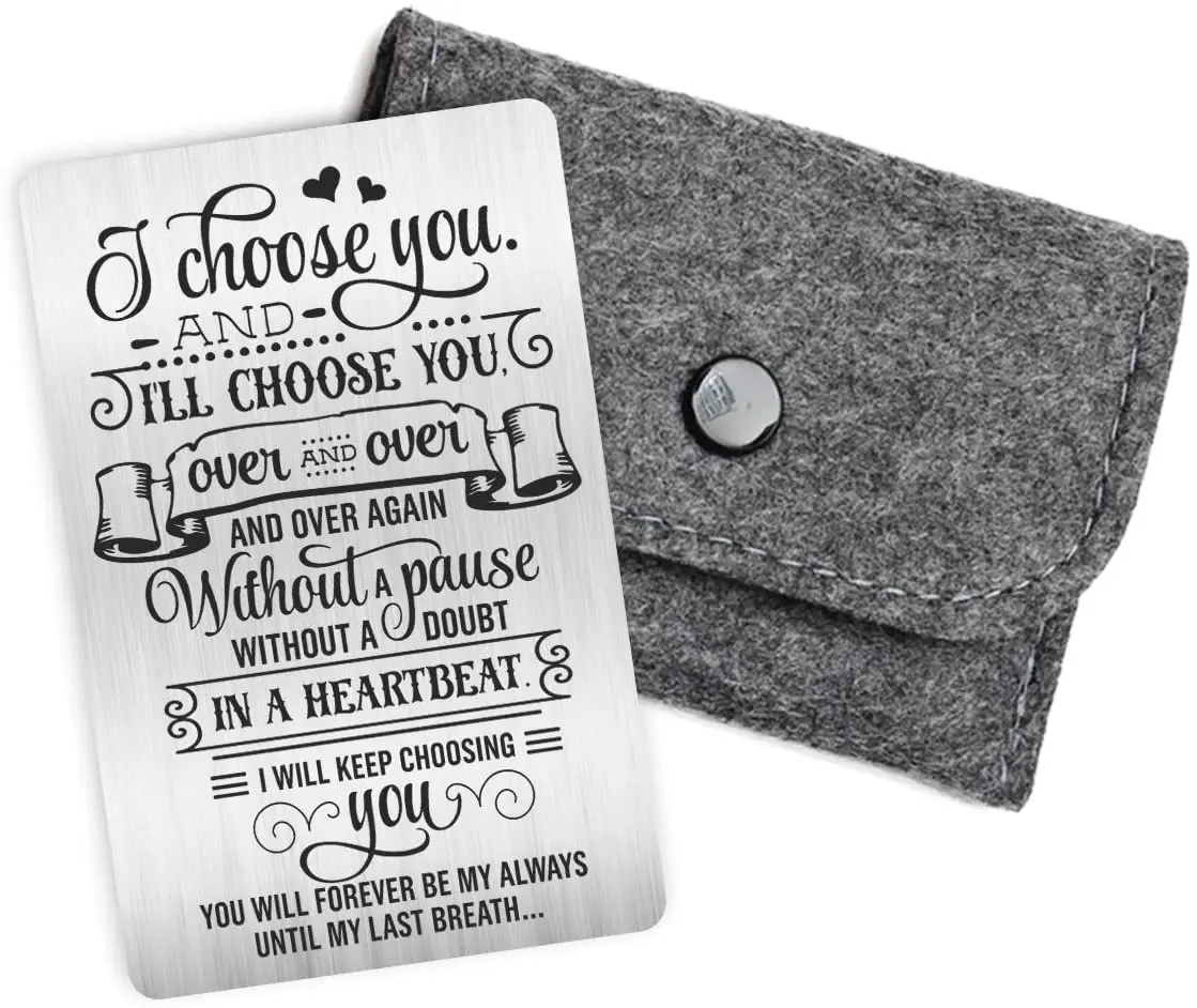 I You Engraved Wallet Inserts for Boyfriend Husband Fiance Groom, Love Note Cards Anniversary Card Gifts DIY Custom