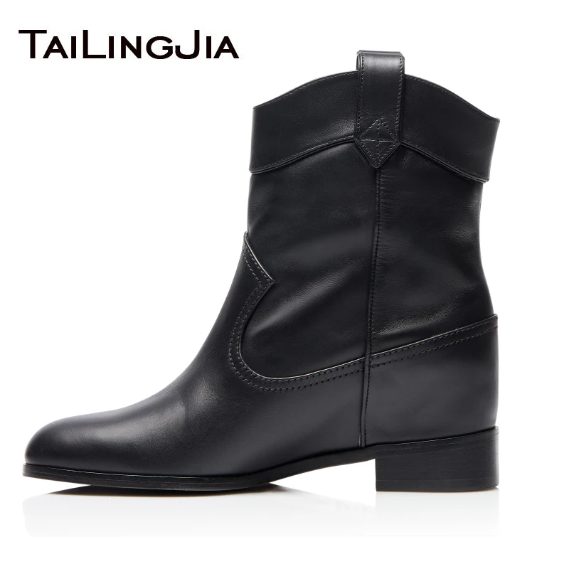 

Flat Winter Short Boots 2019 Women Ankle Booties Ladies Black PU Leather Brown Suede New Arrival Hotsale Slip on Quality Factory
