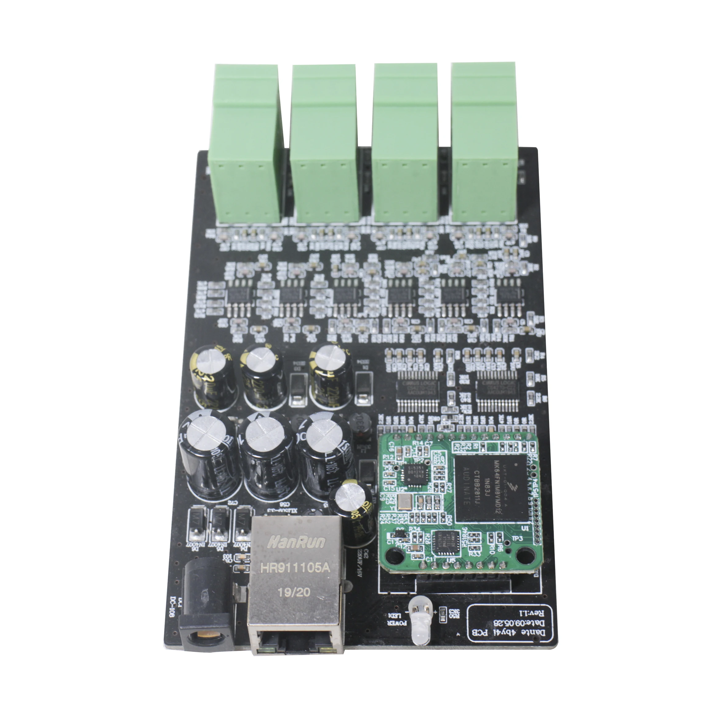 Professional Dante Audio IP Network PCB 4 In 4 Out Dante Transmitter Converter Printed Circuit Board, Support 12VDC Power