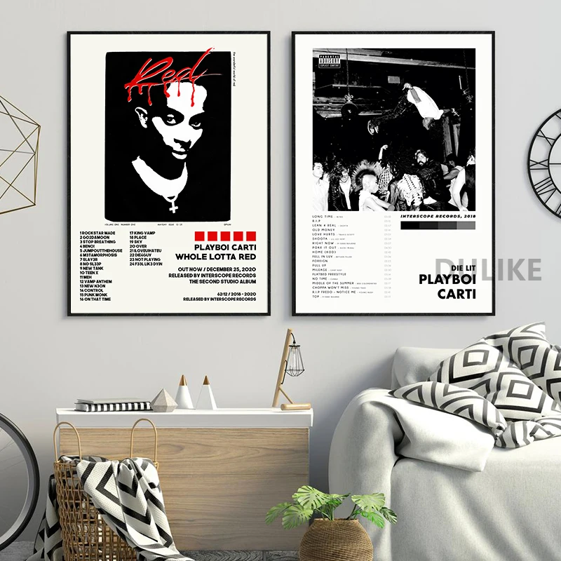 Playboi Carti Posters Whole Lotta Red Tracklist Album Cover Poster Die Lit Music Wall Art Canvas Painting Prints Decor Fans Gift