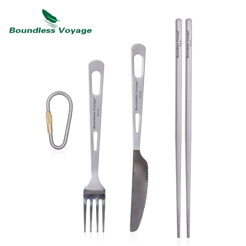 Boundless Voyage Campingbesteck-Set, Titan, Löffel, Gabel, Messer, Spork, Essstäbchen, Stroh, Outdoor-Geschirr, Reisen, tägliches Besteck