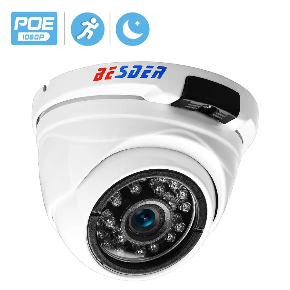 

BESDER Vandal-proof Indoor Outdoor Dome Camera IP Wide Angle Waterproof IP Camera 1080P 960P 720P IR Night Security Home Camera