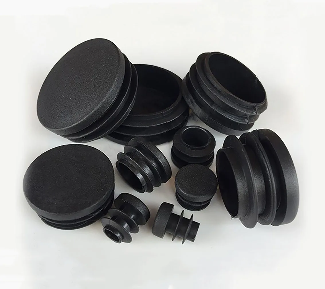 12mm-76mm Black Plastic Round Caps Inner Plug Protection Gasket Dust Seal End Cover Caps For Pipe Bolt Furniture