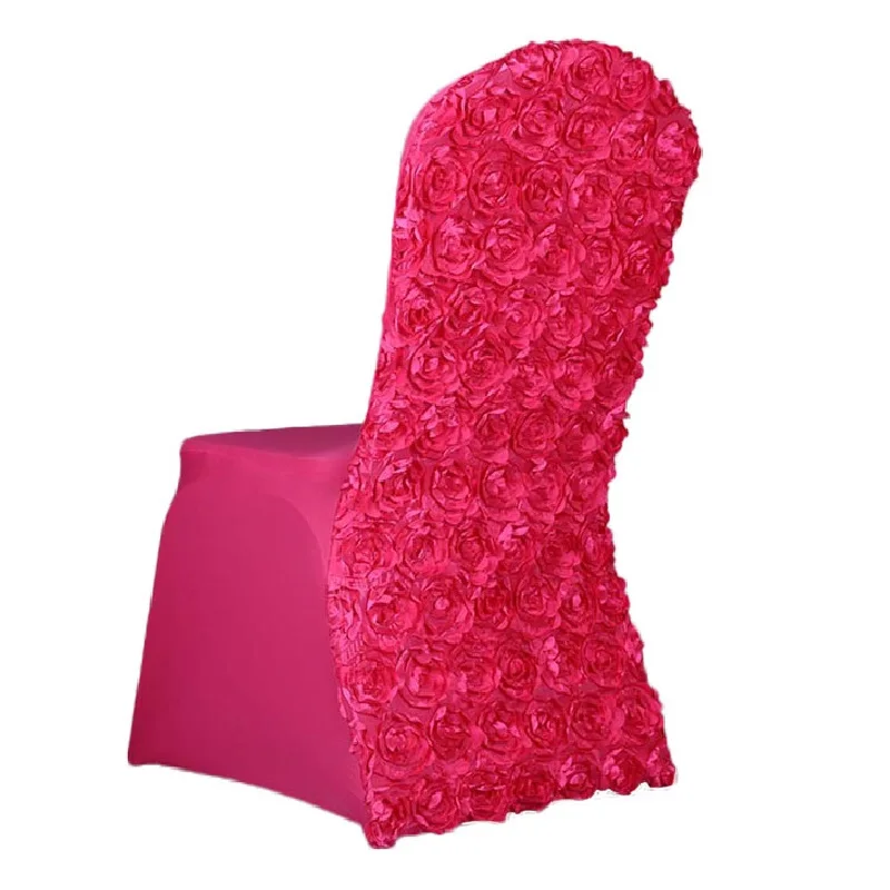 Spandex Chair Cover with Rose Design, Elastic Wedding Chair Covers