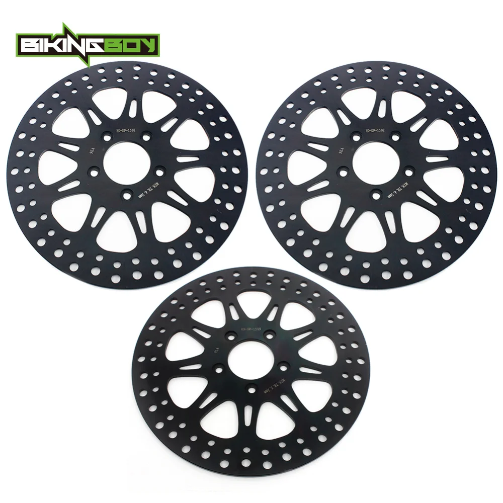 BIKINGBOY Sportster XL1200R 04-08 XL1200S 00-03 XL883R 05-13 FLHRS FLHTC 04-07 FLHX 06 07 Front Rear Brake Discs Disks Rotors