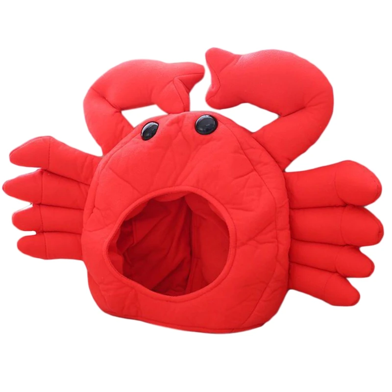 Novelty Funny Cartoon Crab Plush Hat Stuffed Toy Lovely Cosplay Costume Full Headgear Cap Halloween Party Photo Props