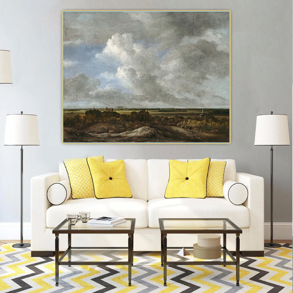 Jacob van Ruisdael《View inland from the coastal Dunes》Canvas Oil Painting Aesthetic Picture Wall Hanging Decor Home Decoration