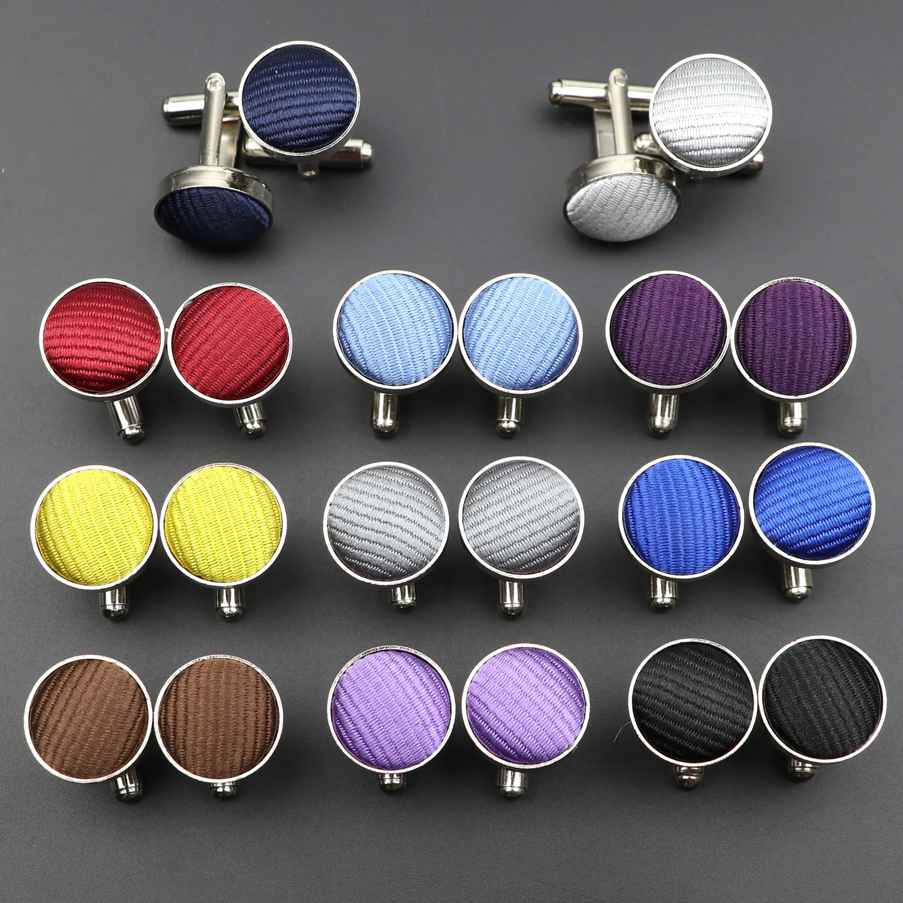 Classic Fashion Striped Polyester Check Design Cufflink For Mens Brand Cuff Buttons Cuff Links High Quality Jewelry Accessory