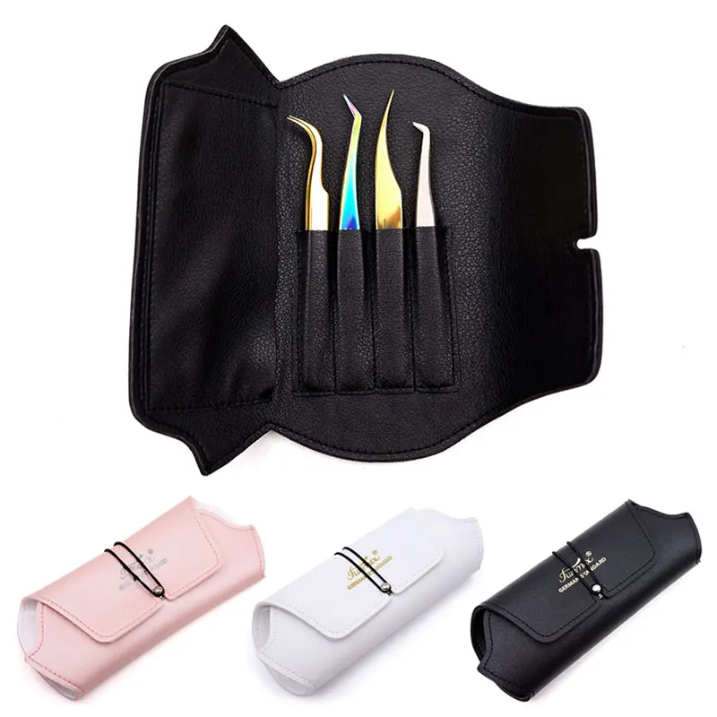 Professional Eyelash Tweezers Storage Bag Empty 4 Holes Eyelashes Extension Organizer Holder Case Beauty Makeup Tools