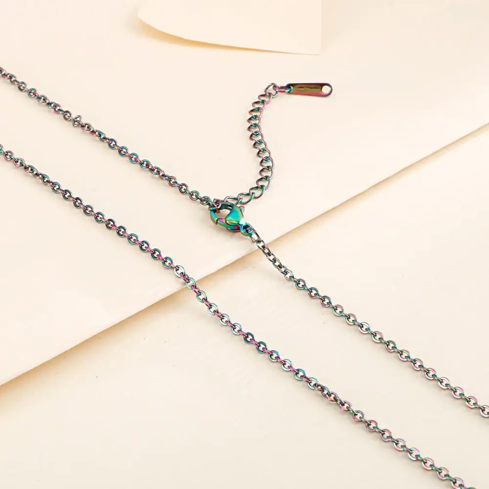 1.5/2mm Cool Girl Gift Colorful Stainless Steel O Chain on The Neck Fashion Necklace Jewelry Hip Hop Rock Womens Necklaces