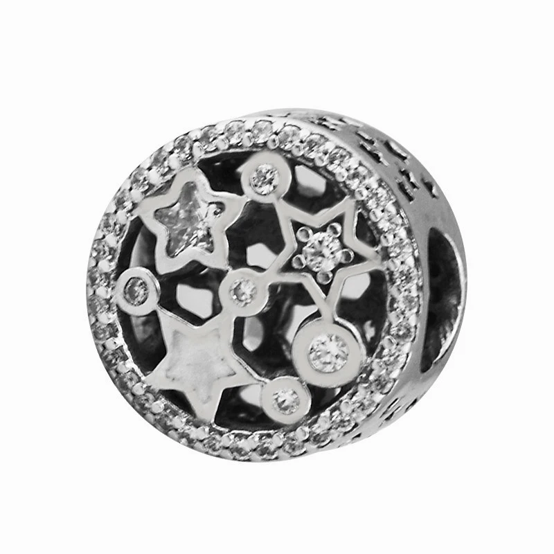 

Silver Enamel & Clear CZ Stars Beads for Silver 925 Original Charms Bracelets Women Jewelry DIY Crystal Beads for Jewelry Making