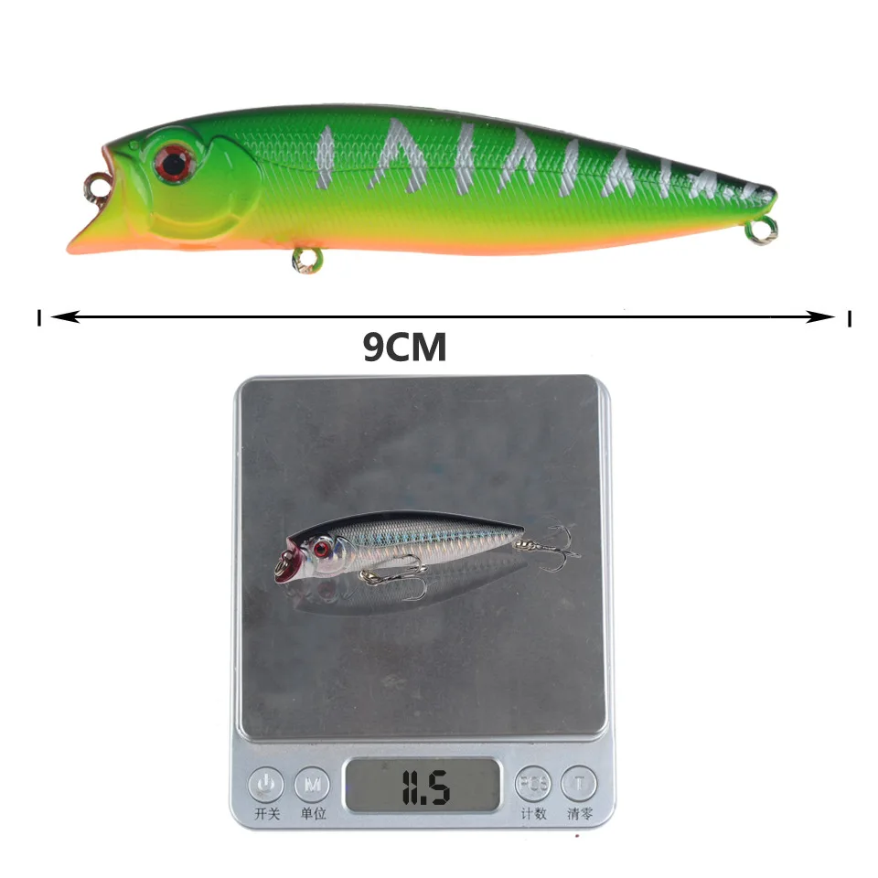 1Pcs Popper Fishing Lure 9cm/11.5g Topwater Hard Fake Fish Baits Crankbaits Bass Wobbler Pesca Isca Artificial Carp PikeTackle