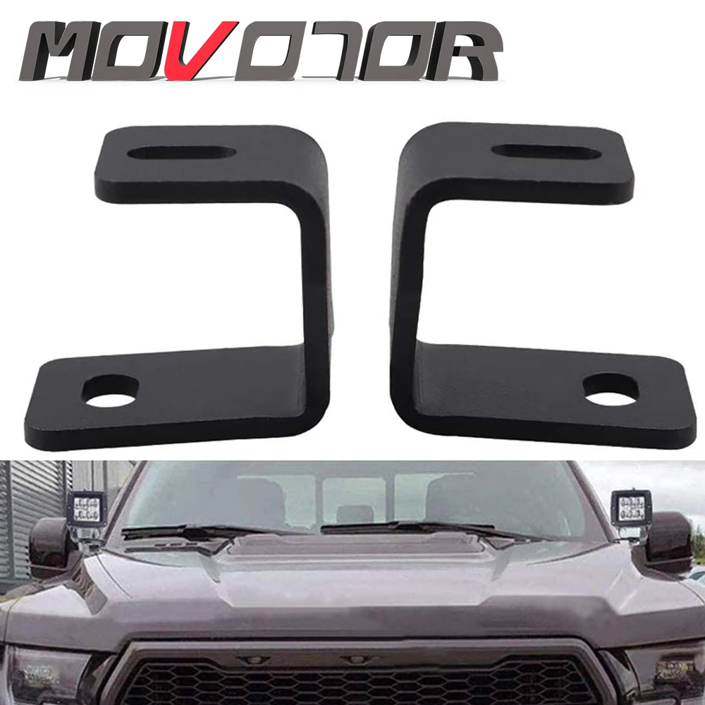 1 Set Front A-pillar LED Pods Mounts Hood Hinge Brackets Hood Light Mount Bracket for-Ford F150 Raptor 2017-2019 F-150 2015-2019