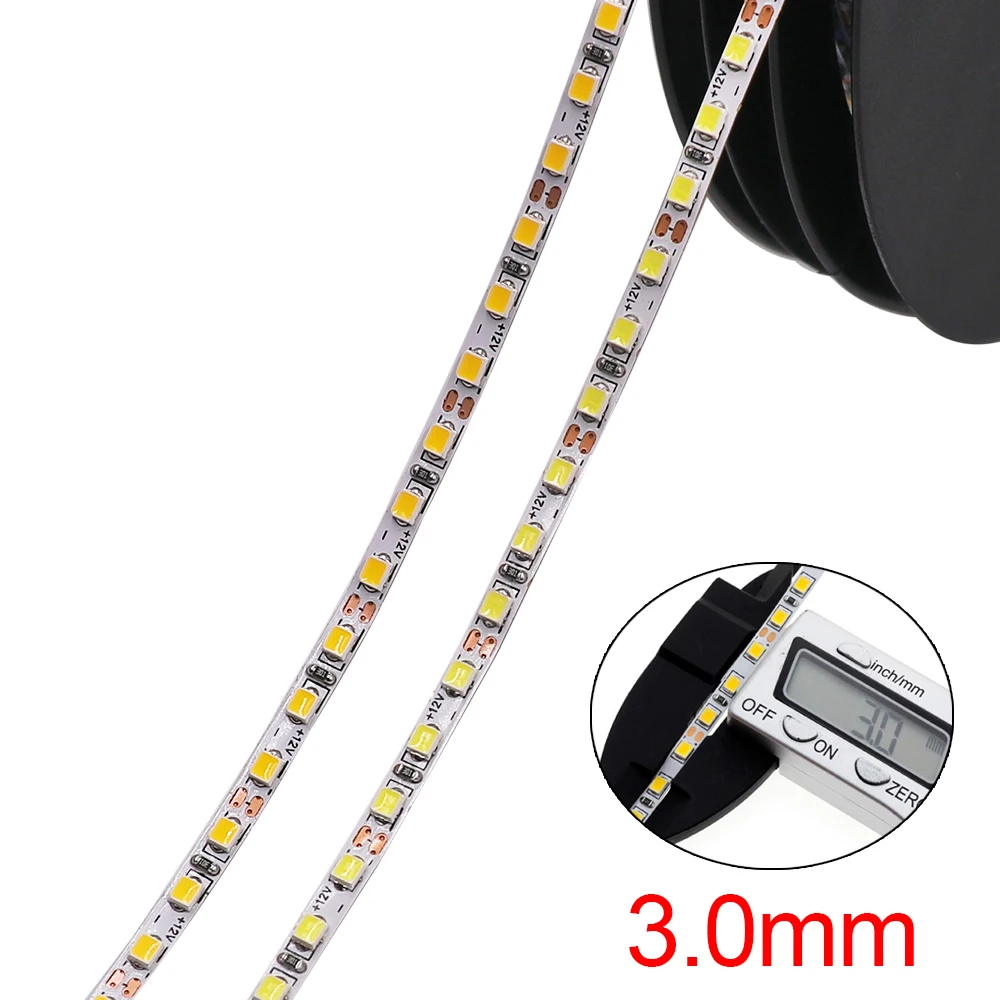 Imagem -02 - Flexível Led Strip Light para Backlight Corda Estreita Light Lâmpada de Fita mm 5m Dc12v 2025 168leds por m mm 2835 120leds por Metro