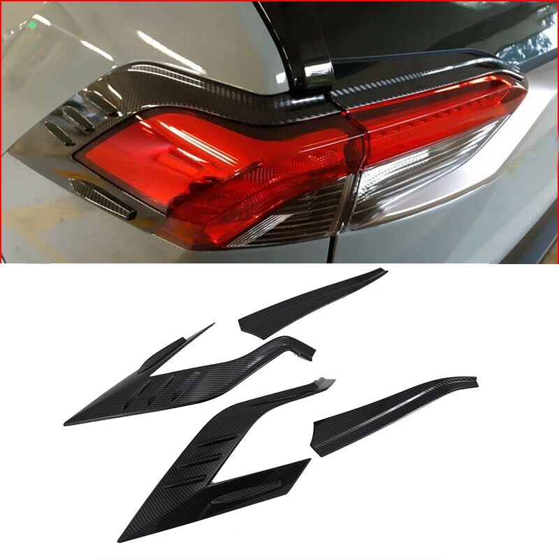 

For Toyota RAV4 2019 2020 ABS Chrome Rear Tail Light Cover Carbon Fiber Style Exterior Rear Lamp Hoods Accessory 4pcs