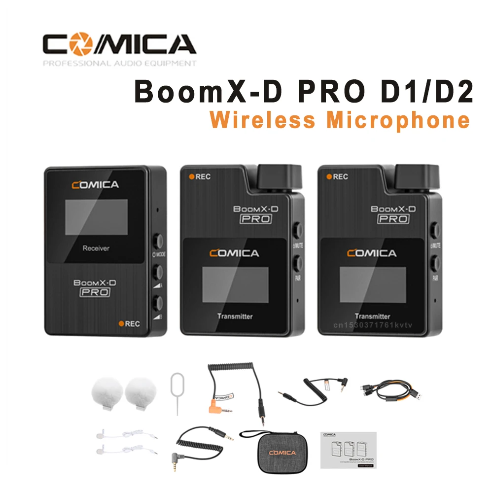 

Comica BoomX-D PRO D1 D2 Wireless Microphone System 2.4G Dual-channel On-board Recording for Camera Smartphone Computer Video