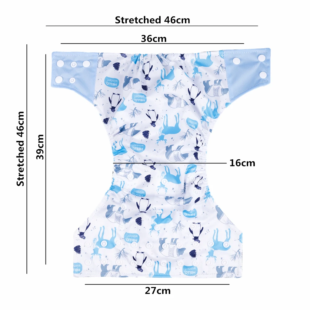 [simfamily]1PC Reusable Bamboo Charcoal One Size Pocket Cloth Diaper,Double Gussets,Color Snap,Waterproof Baby Nappy