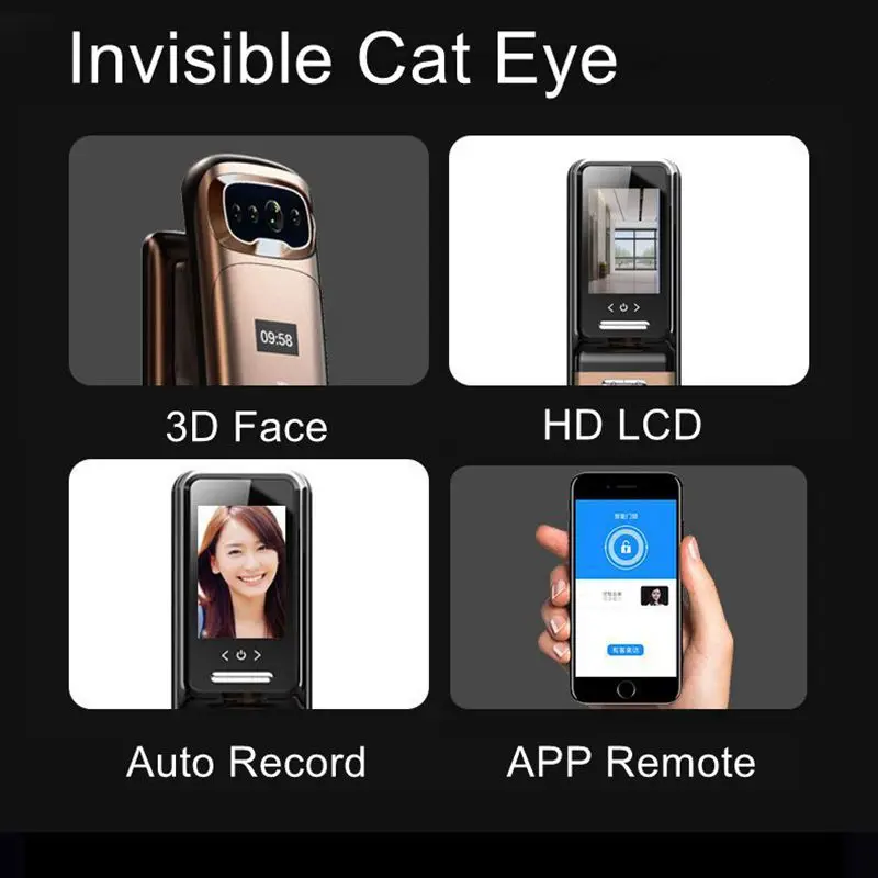 3D Face Recognition Fingerprint Door Lock With Camera APP Smart IC Card Password Intelligent Automatic Switch Lock Unlock