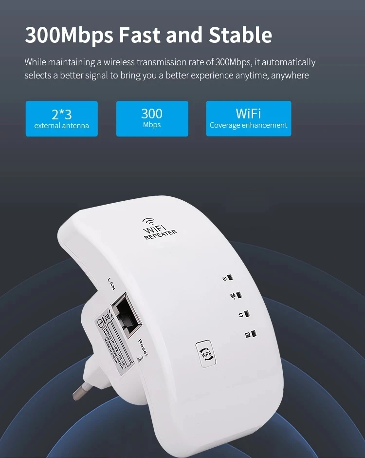 Pengulang WiFi Nirkabel Penguat WiFi Extender Router Wi-Fi Penguat WiFi Jarak Jauh Pengulang Wi Fi 300Mbps Titik Akses Pengulang