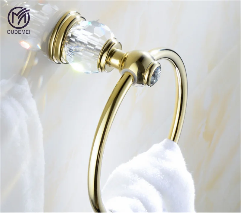 Bathroom Fitting Towel Rack Brass Towel Ring Gold Color Polished Bath Accessories