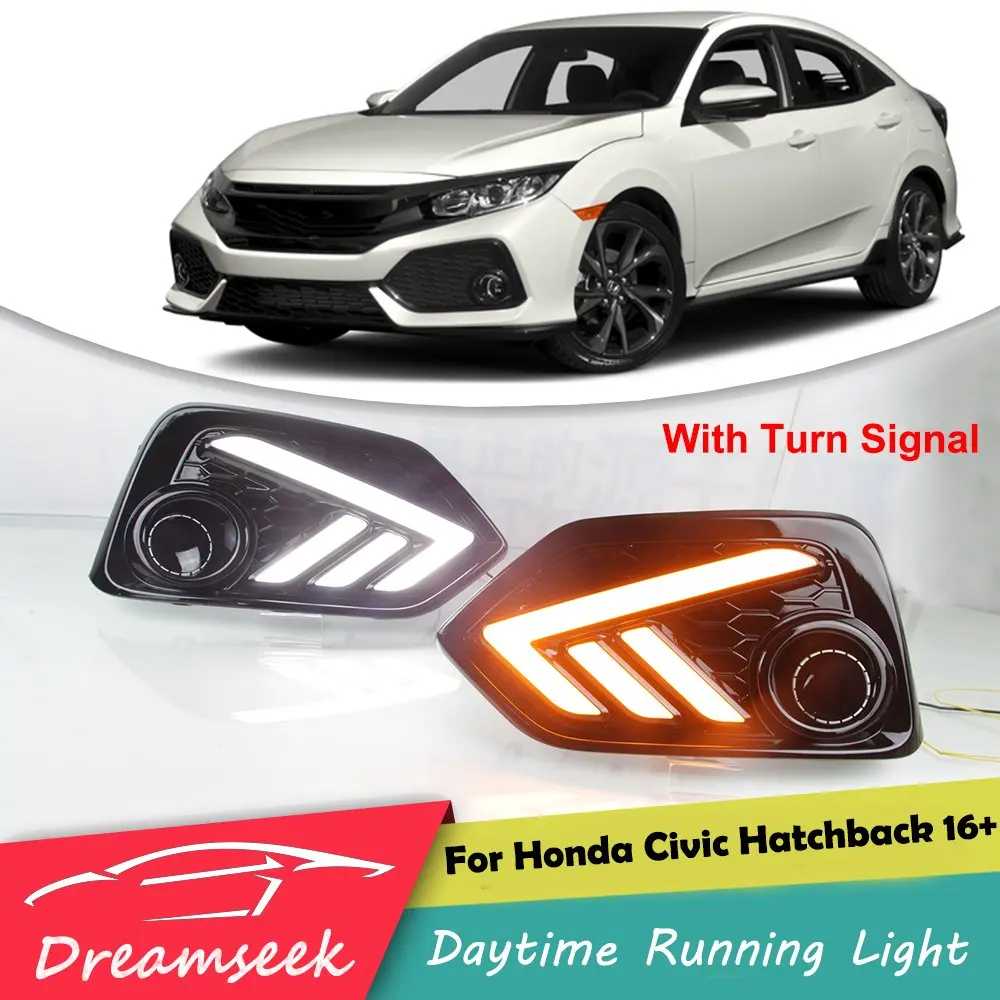 

LED DRL Fog Light for Honda Civic Hatchback 2016 2017 2018 Daytime Running Light Driving Lamp with Turn Signal