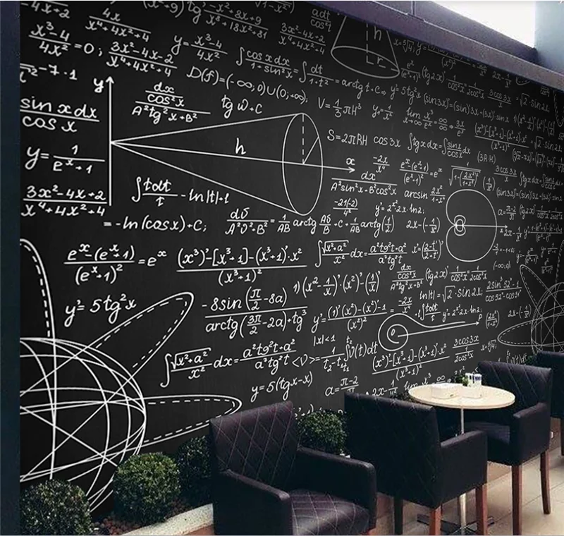 Xuesu Simple personality math formula blackboard living room bedside bedroom background wall custom wallpaper mural 3D5D8D