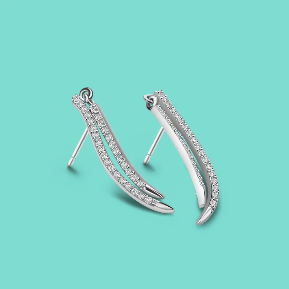 

Sweet 925 Sterling Silver Stud Earring Hot Design Women Earring for Trendy Elegant Female Temperament Fashion Rose Gold Jewelry