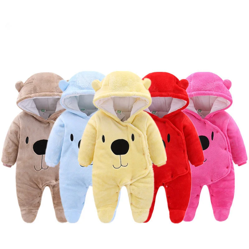 Lawadka 3M-12M Winter Newborn Baby Rompers Hoodie Cotton Thick Warm Toddler Girls Boys Romper Climbing Outwear Infant Jumpsuit