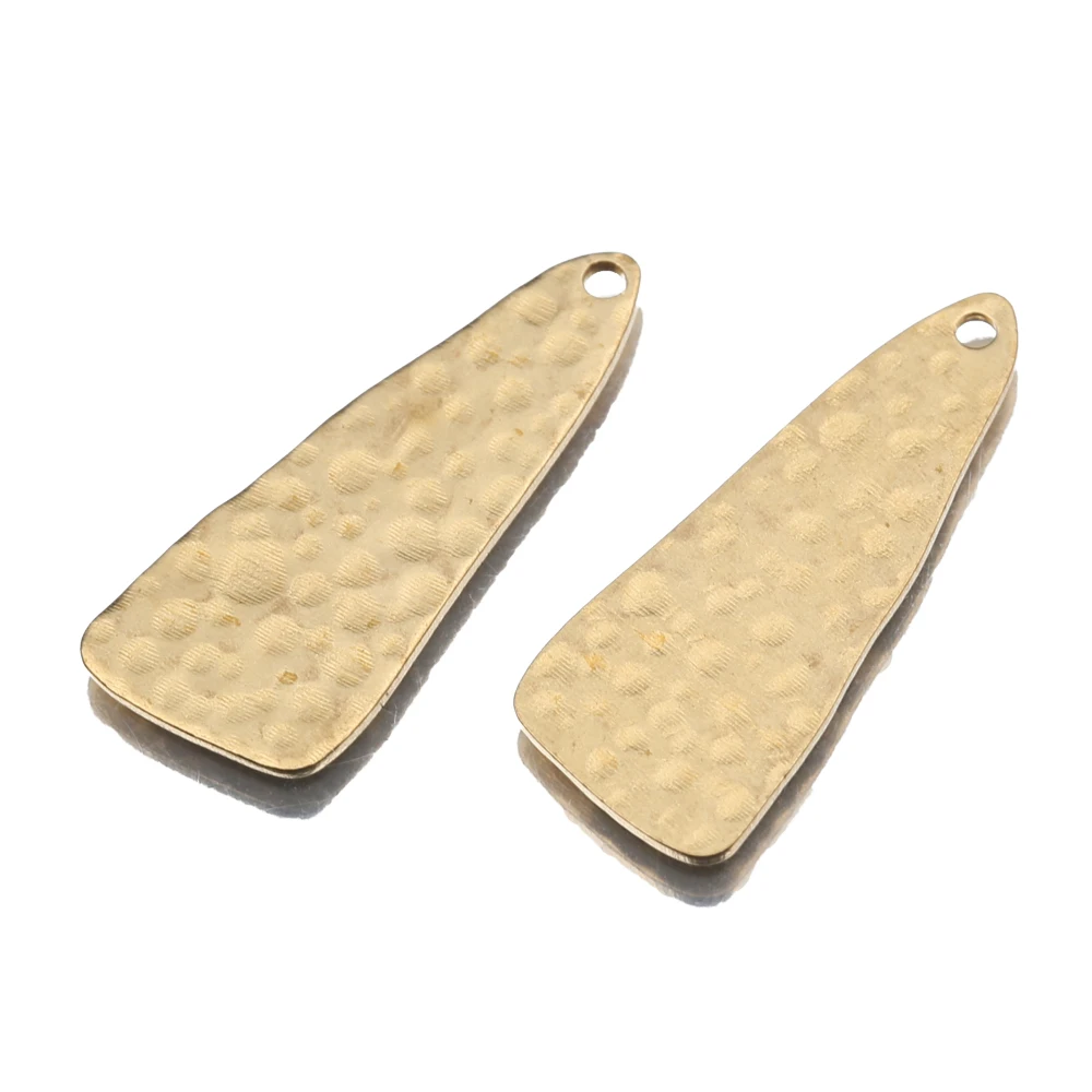 20Pcs/Lot Original Brass Textured Geometric Triangle Hammered Drop Earrings Pendant Charms For Diy Jewelry Necklace Making Craft