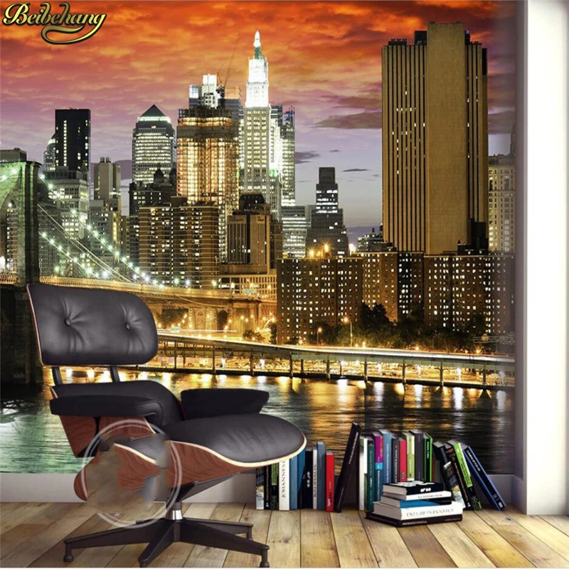 beibehang Custom photo wallpaper mural bustling urban night view background wall papers home decor papel de parede  3d wallpaper