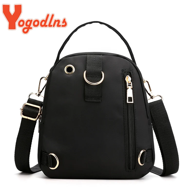 Yogodlns Trendy New Nylon Backpack For women Multifunction Shoulder Crossbody Bag Printing Waterproof Rucksack Travel Lady Pack