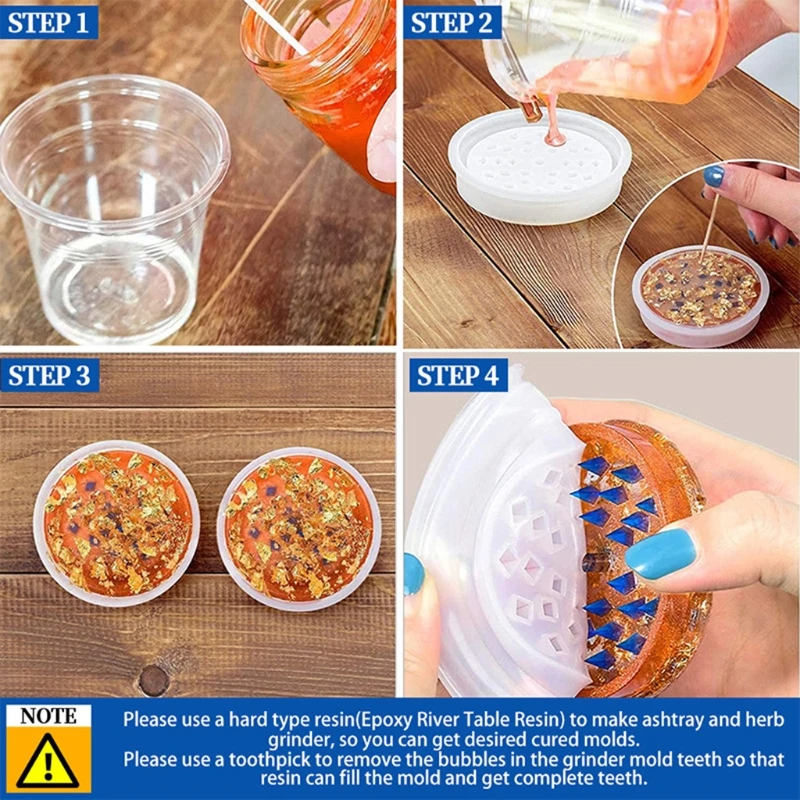 Epoxy Resin Mold Mirror Surface Combination Hexagonal Bottle Dish Storage Herbal Grinder Silicone Mold Jewelry Container