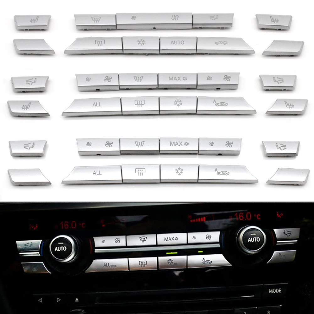 Sliver Color Dashboard Air Conditioning Temperature Control Ac Buttons Caps For BMW 5 6 7 Series F10 F01 F02 520 530