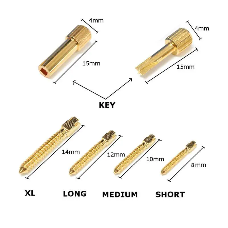 Dental Instrument Stainless Steel Golden Plasted  Titanium Screw Post 120pcs&2Key  For Dentist  Supplies Dental Materials